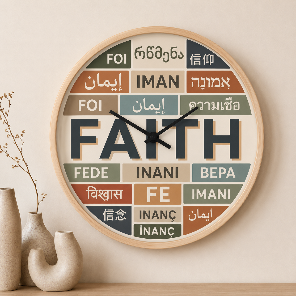Time & Fatih Wood Frame Wall Clock